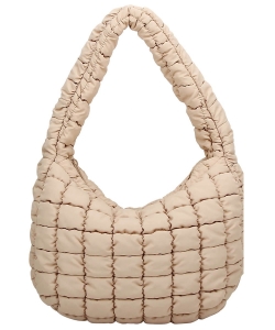 Puffy Quilted Nylon Shoulder bag NQ131 STONE
